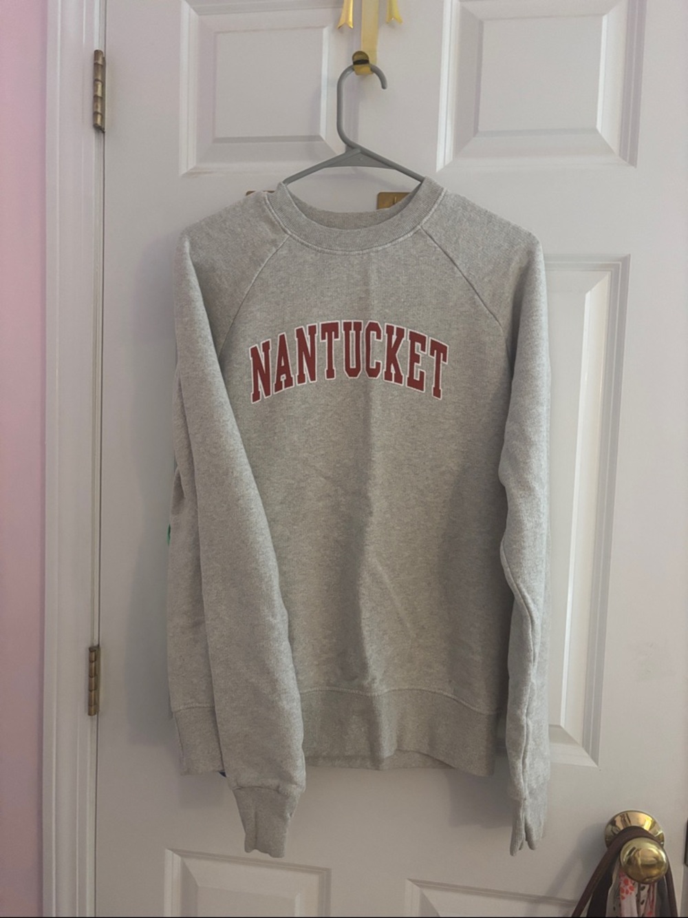 Brandy Melville Grey Crewneck with Red Nantucket Lettering